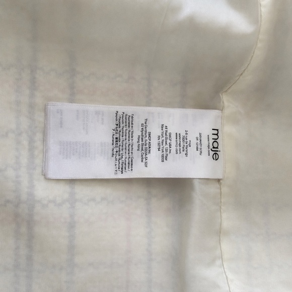 Maje Paris Ivory Tweed Blazer Gold Button Plaid Jacket Bouclé/Fringe TrimFR 34 - Picture 9 of 11